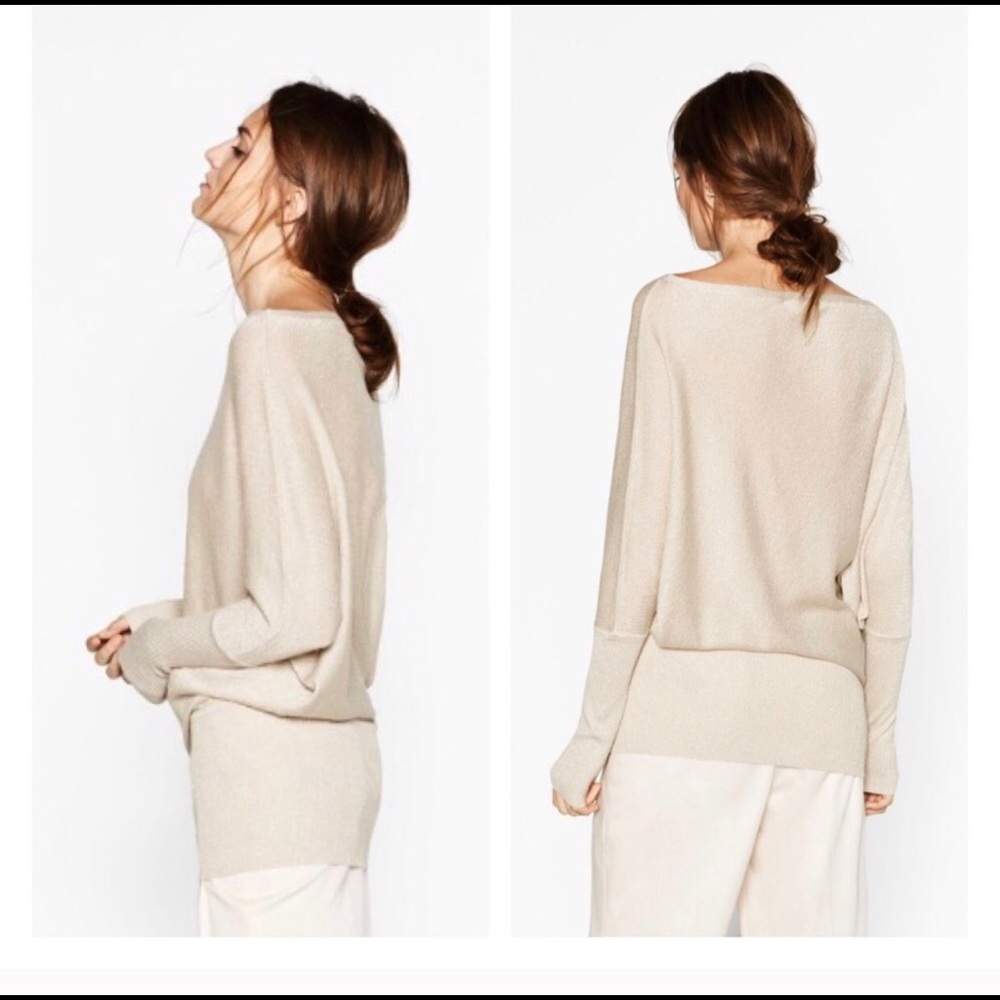 Zara • oversized asymmetric sweater • ivory • s